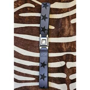 Buckle Down BD Seat Belt Style Belt 1.5" Wide- 24-38 Inches Black/White Stars